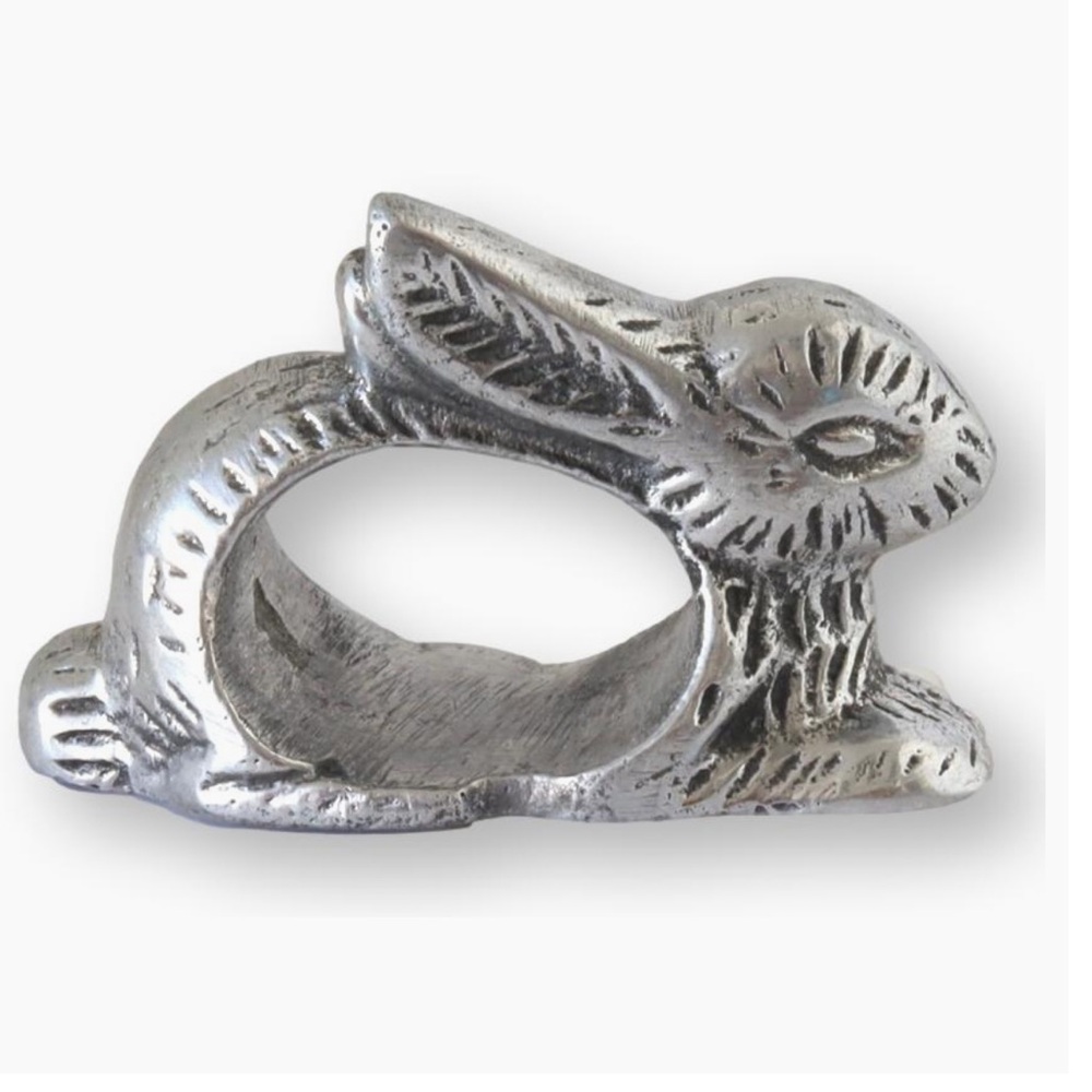 Vintage NWT Pewter Bunny Napkin Ring by Giftcraft Inc. (1)